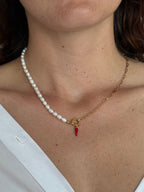 Duala Luz dual-tone pearl pendant by Zyrah Collective