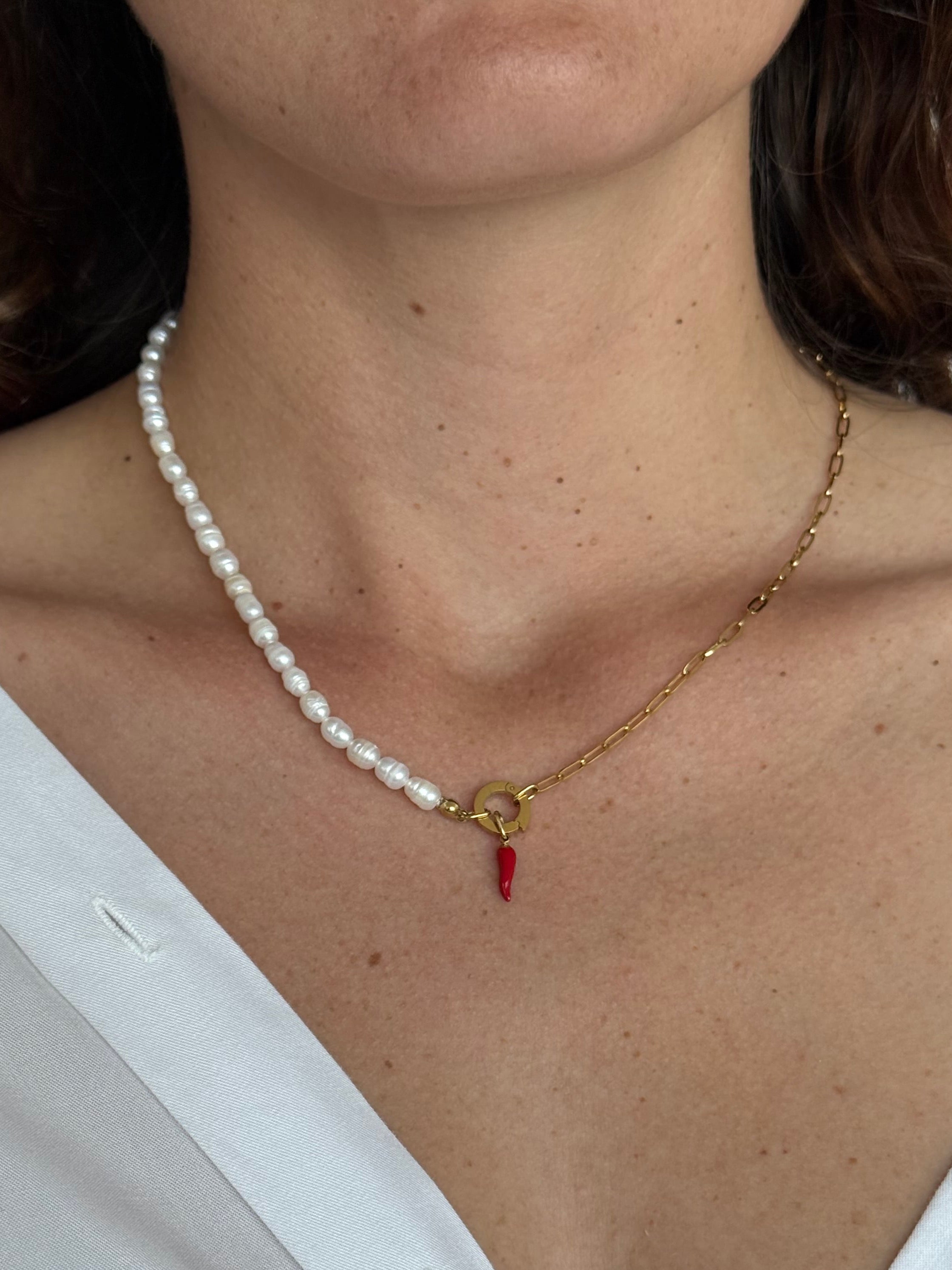 Duala Luz dual-tone pearl pendant by Zyrah Collective