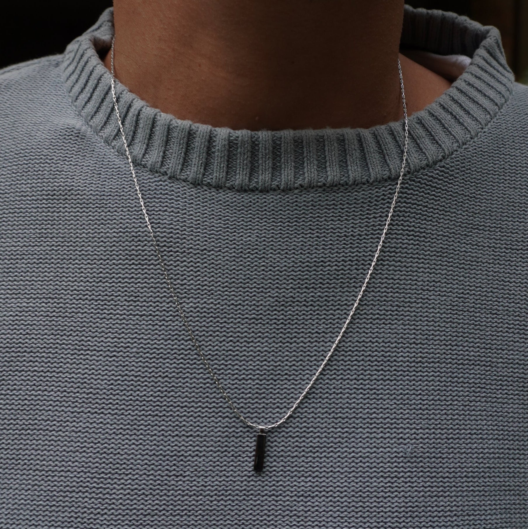 Wire Chain Tag Necklace in gold and silver by Zyrah Collective