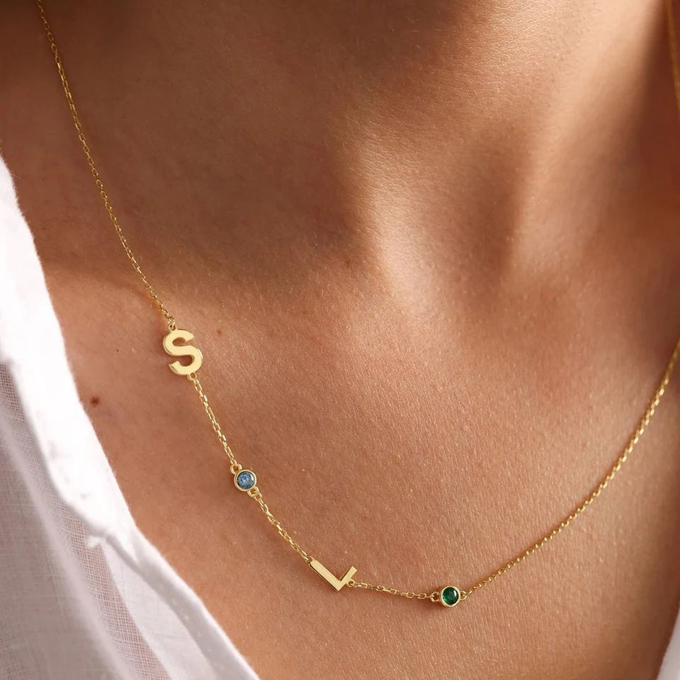 Birthstone Necklace with birth month gem by Zyrah Collective