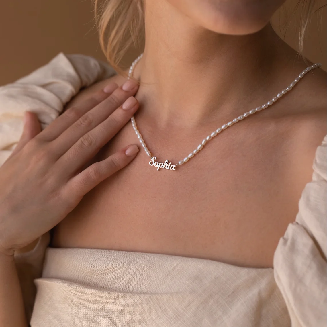 Pearl Necklace in gold finish by Zyrah Collective