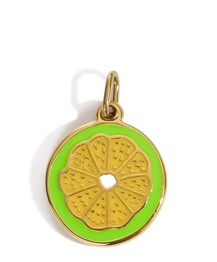 Lime Lumiere citrus charm in gold by Zyrah Collective