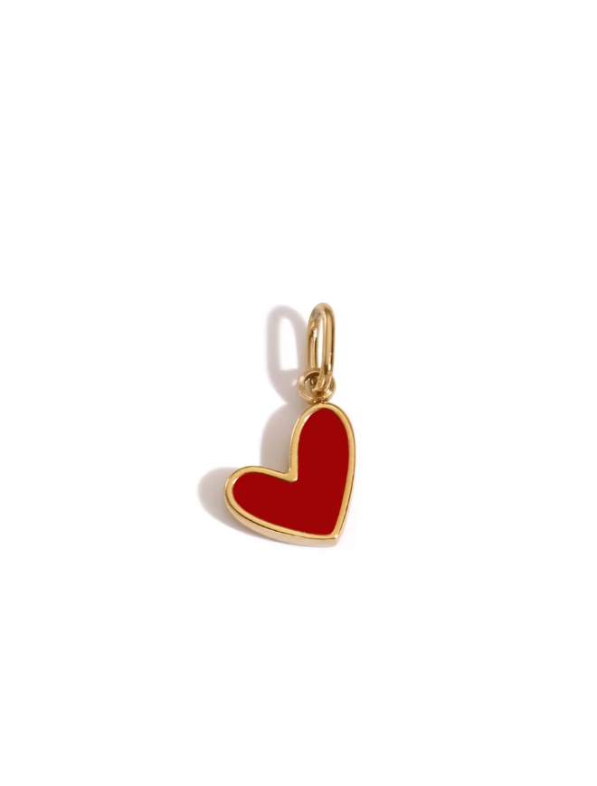 Ruby Heart Charm rich red gold finish by Zyrah Collective
