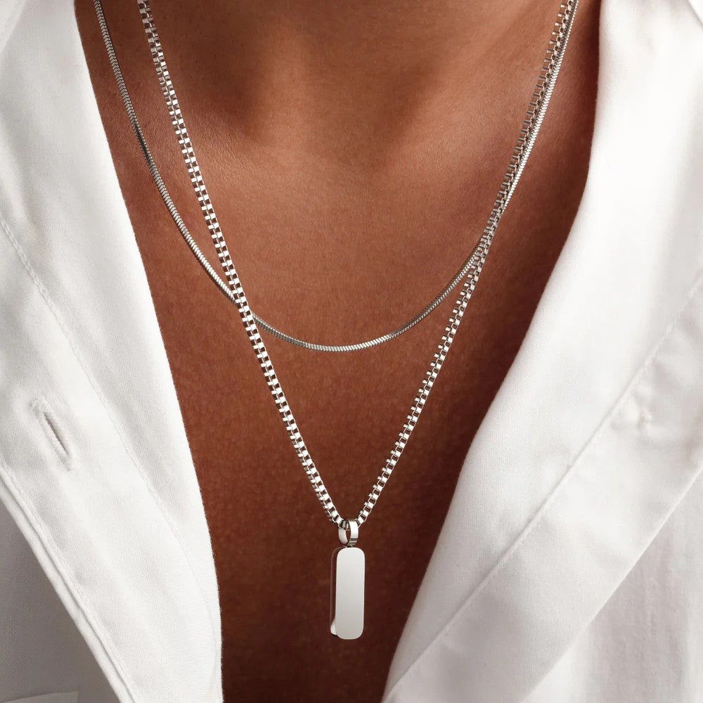 Box Chain Tag Necklace